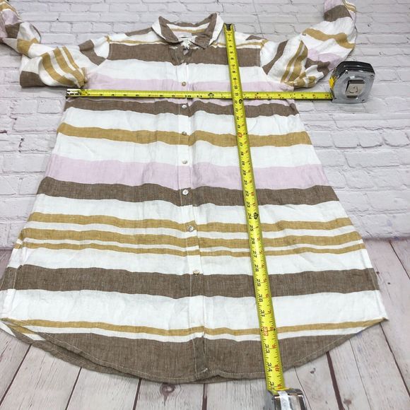 Rachel Zoe Women 100% Linen Button Up Tunic Shirt Top Blouse Size Medium B207 -9 - Picture 2 of 13